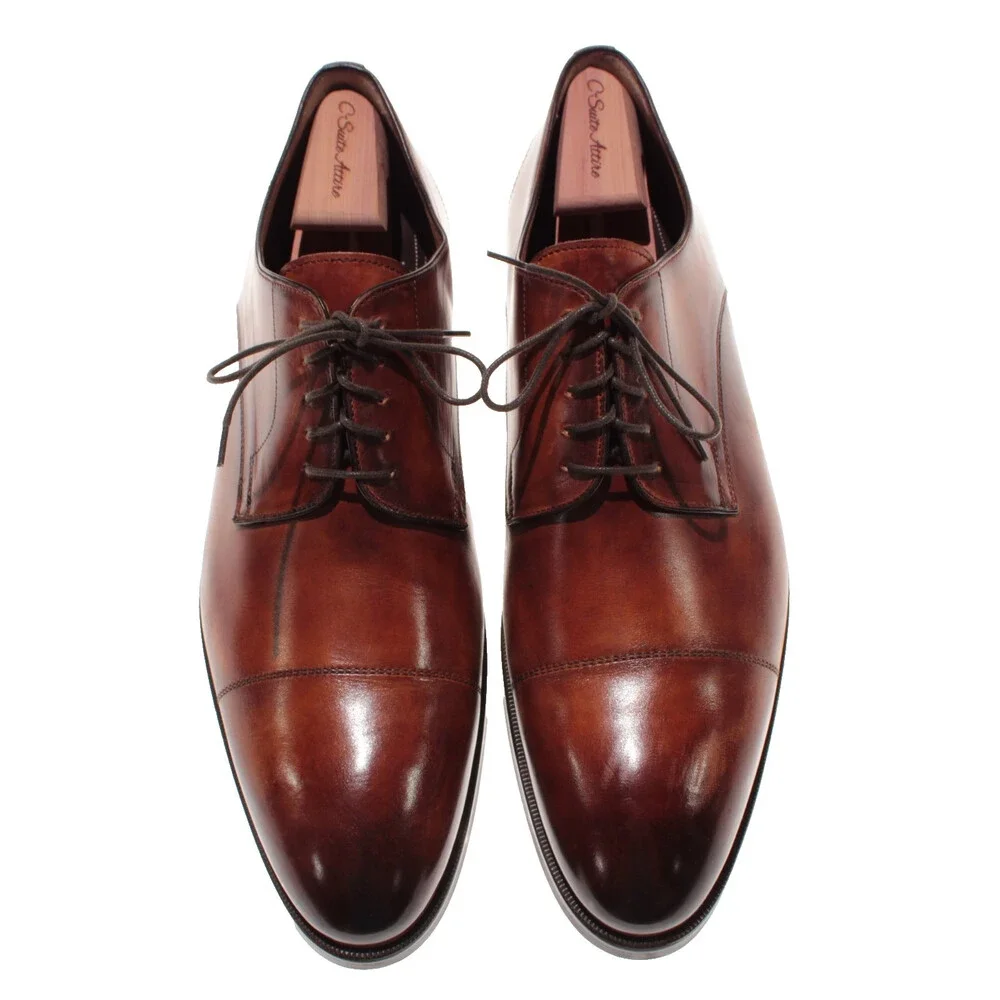 Di Bianco NWD Lace Up Derby Dress Shoes Size 46 (US 13) in Brown Leather